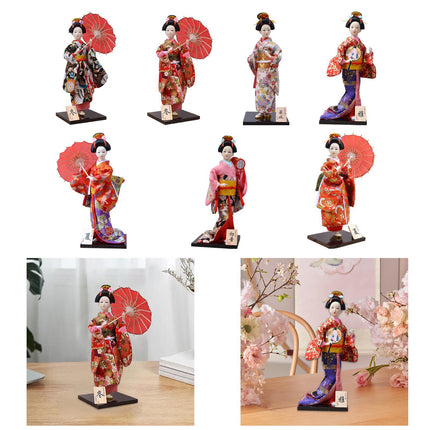 12in Japanese Kimono Geisha Doll Desk Statue Gift Home Asian Kabuki Figurine Style A