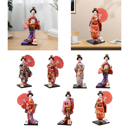 12in Japanese Kimono Geisha Doll Desk Statue Gift Home Asian Kabuki Figurine Style A
