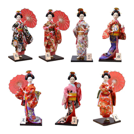 12in Japanese Kimono Geisha Doll Desk Statue Gift Home Asian Kabuki Figurine Style A
