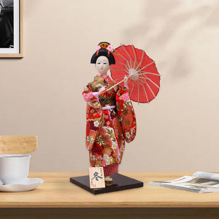 12in Japanese Kimono Geisha Doll Desk Statue Gift Home Asian Kabuki Figurine Style B