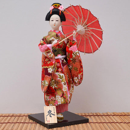 12in Japanese Kimono Geisha Doll Desk Statue Gift Home Asian Kabuki Figurine Style B
