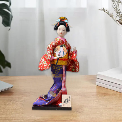 12in Japanese Kimono Geisha Doll Desk Statue Gift Home Asian Kabuki Figurine Style D