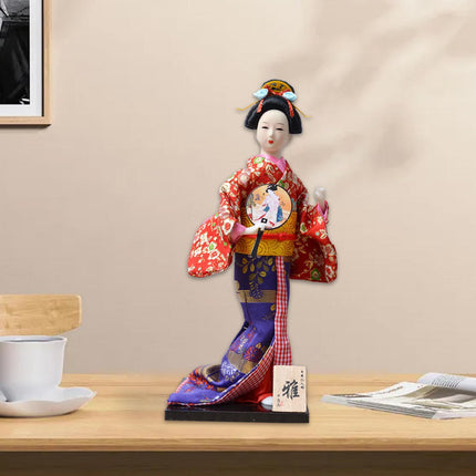 12in Japanese Kimono Geisha Doll Desk Statue Gift Home Asian Kabuki Figurine Style D