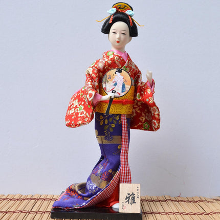 12in Japanese Kimono Geisha Doll Desk Statue Gift Home Asian Kabuki Figurine Style D
