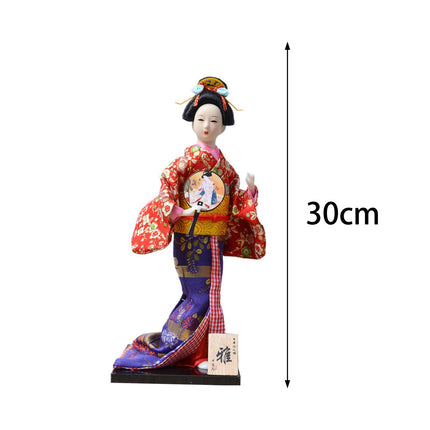 12in Japanese Kimono Geisha Doll Desk Statue Gift Home Asian Kabuki Figurine Style D