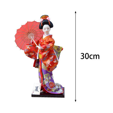 12in Japanese Kimono Geisha Doll Desk Statue Gift Home Asian Kabuki Figurine Style E