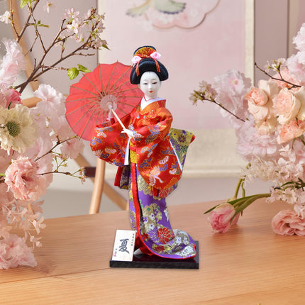 12in Japanese Kimono Geisha Doll Desk Statue Gift Home Asian Kabuki Figurine Style E
