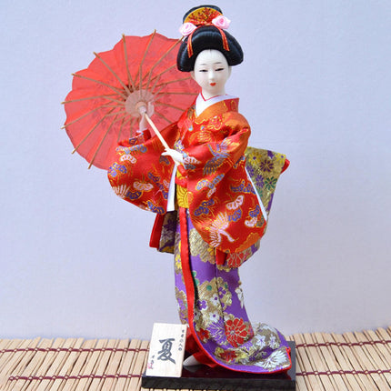 12in Japanese Kimono Geisha Doll Desk Statue Gift Home Asian Kabuki Figurine Style E