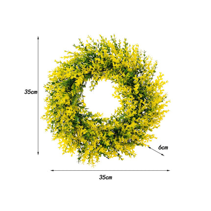 35cm Artificial Yellow Eucalyptus Leaves Wreath Lifelike for Home Door Decor
