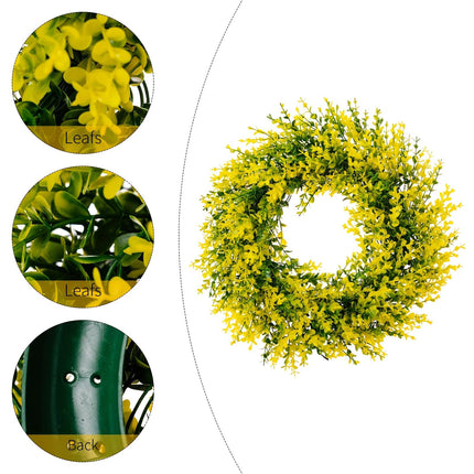 35cm Artificial Yellow Eucalyptus Leaves Wreath Lifelike for Home Door Decor