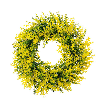 35cm Artificial Yellow Eucalyptus Leaves Wreath Lifelike for Home Door Decor