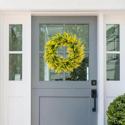 35cm Artificial Yellow Eucalyptus Leaves Wreath Lifelike for Home Door Decor