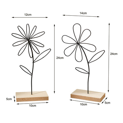 2Pcs Decorative Flower Statue Iron Flower Sculpture for Study Bathroom Decor
