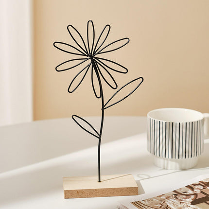 2Pcs Decorative Flower Statue Iron Flower Sculpture for Study Bathroom Decor