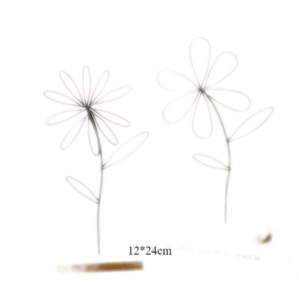 2Pcs Decorative Flower Statue Iron Flower Sculpture for Study Bathroom Decor