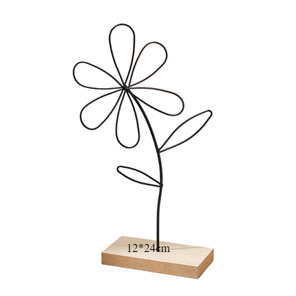 2Pcs Decorative Flower Statue Iron Flower Sculpture for Study Bathroom Decor