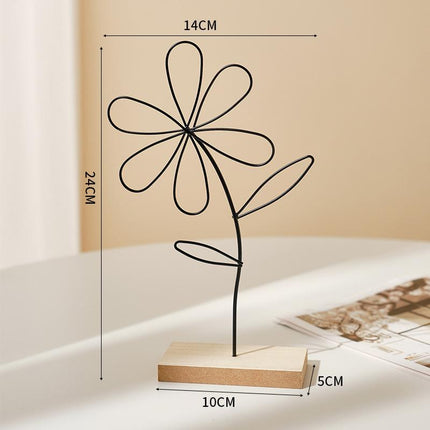 2Pcs Decorative Flower Statue Iron Flower Sculpture for Study Bathroom Decor