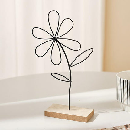 2Pcs Decorative Flower Statue Iron Flower Sculpture for Study Bathroom Decor
