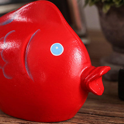 2 Pieces Red Fish Sculpture Tabletop Centerpieces Household Wood Fish Statue
