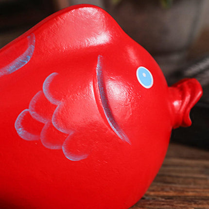 2 Pieces Red Fish Sculpture Tabletop Centerpieces Household Wood Fish Statue