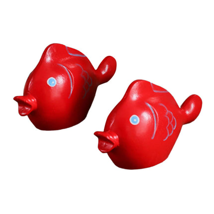 2 Pieces Red Fish Sculpture Tabletop Centerpieces Household Wood Fish Statue