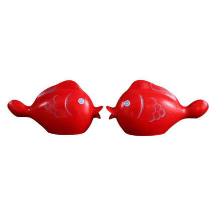 2 Pieces Red Fish Sculpture Tabletop Centerpieces Household Wood Fish Statue