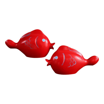2 Pieces Red Fish Sculpture Tabletop Centerpieces Household Wood Fish Statue