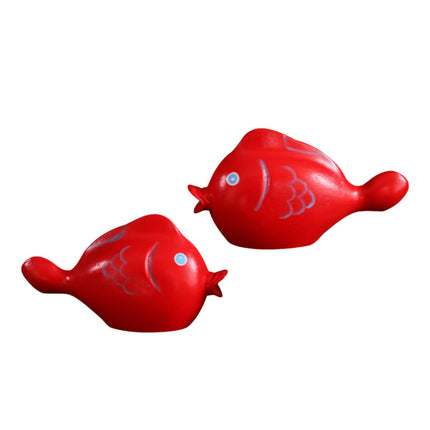 2 Pieces Red Fish Sculpture Tabletop Centerpieces Household Wood Fish Statue