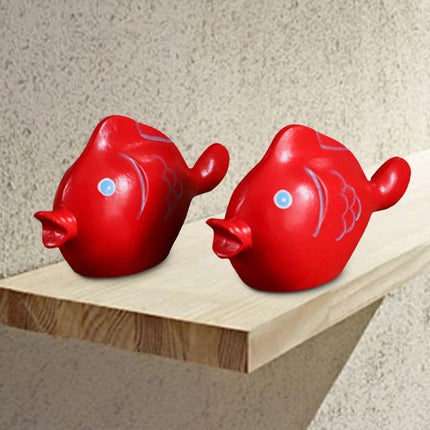 2 Pieces Red Fish Sculpture Tabletop Centerpieces Household Wood Fish Statue