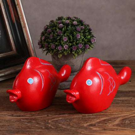 2 Pieces Red Fish Sculpture Tabletop Centerpieces Household Wood Fish Statue