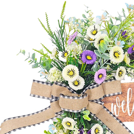 43cm Artificial Daisy Flower Wreath Handmade Lifelike for Table Centerpieces