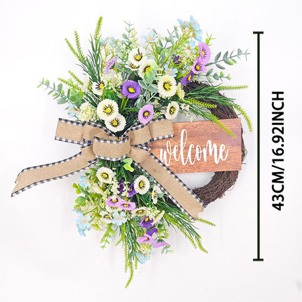 43cm Artificial Daisy Flower Wreath Handmade Lifelike for Table Centerpieces