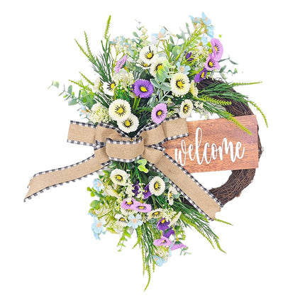43cm Artificial Daisy Flower Wreath Handmade Lifelike for Table Centerpieces