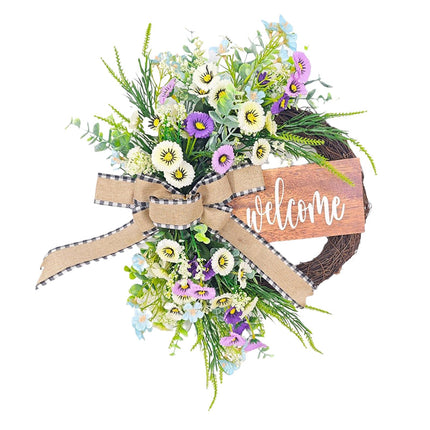 43cm Artificial Daisy Flower Wreath Handmade Lifelike for Table Centerpieces