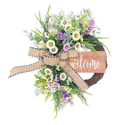 43cm Artificial Daisy Flower Wreath Handmade Lifelike for Table Centerpieces