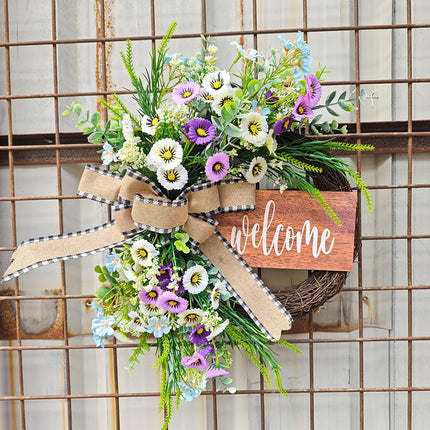 43cm Artificial Daisy Flower Wreath Handmade Lifelike for Table Centerpieces