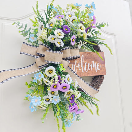 43cm Artificial Daisy Flower Wreath Handmade Lifelike for Table Centerpieces