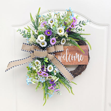 43cm Artificial Daisy Flower Wreath Handmade Lifelike for Table Centerpieces