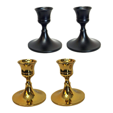 2.5x3inch Metal Taper Candle Holder Table Ornament for Living Room Accessory Black