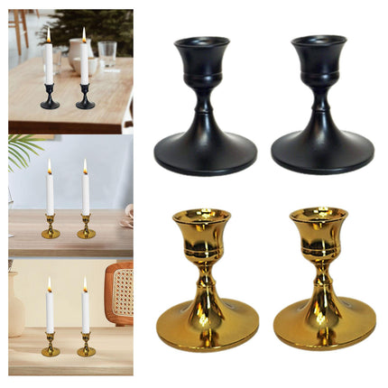 2.5x3inch Metal Taper Candle Holder Table Ornament for Living Room Accessory Black