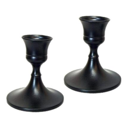 2.5x3inch Metal Taper Candle Holder Table Ornament for Living Room Accessory Black
