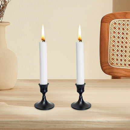 2.5x3inch Metal Taper Candle Holder Table Ornament for Living Room Accessory Black