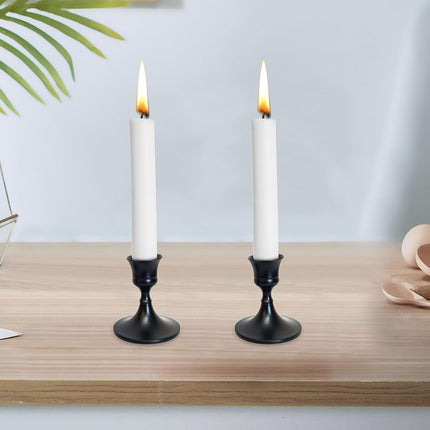 2.5x3inch Metal Taper Candle Holder Table Ornament for Living Room Accessory Black