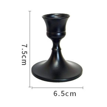 2.5x3inch Metal Taper Candle Holder Table Ornament for Living Room Accessory Black