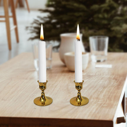 2.5x3inch Metal Taper Candle Holder Table Ornament for Living Room Accessory Golden