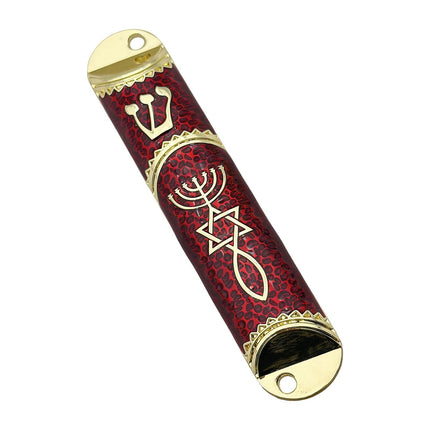 4.1inch Jewish Mezuzah Case Cover Door Ornament for Welcoming and Protection Red