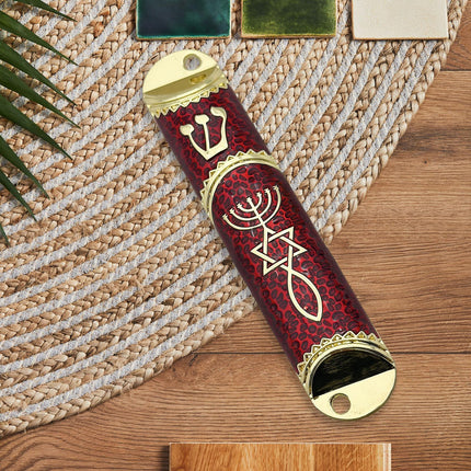4.1inch Jewish Mezuzah Case Cover Door Ornament for Welcoming and Protection Red