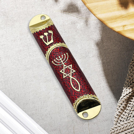 4.1inch Jewish Mezuzah Case Cover Door Ornament for Welcoming and Protection Red