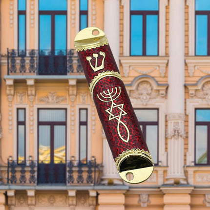 4.1inch Jewish Mezuzah Case Cover Door Ornament for Welcoming and Protection Red