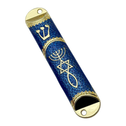 4.1inch Jewish Mezuzah Case Cover Door Ornament for Welcoming and Protection Blue